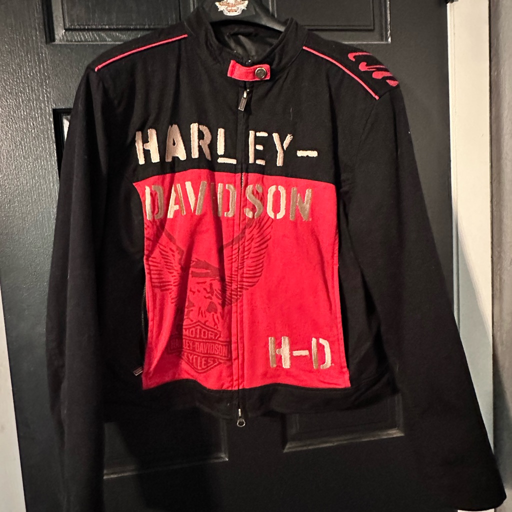 Harley-Davidson Black & Red Jacket With Eagle Design Xl